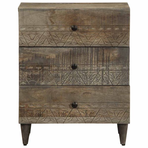 vidaXL naktinė spintelė &scaron;viesiai pilka 50x33x60 cm medžio masyvo mango