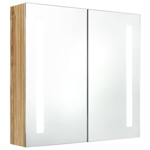 vidaXL Veidrodinė vonios spintelė su LED, ąžuolo, 62x14x60cm