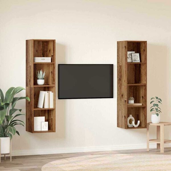 vidaXL TV spintelių komplektas 2 pcs Ruda 37 x 37 x 142,5 cm