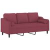 vidaXL Trivietė sofa su pagalvėlėmis, raudonojo vyno, 180cm, audinys