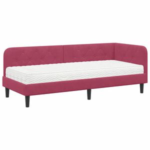 vidaXL Kampinė lovos konstrukcija Vyno raudona 80 x 200 cm Aksomas