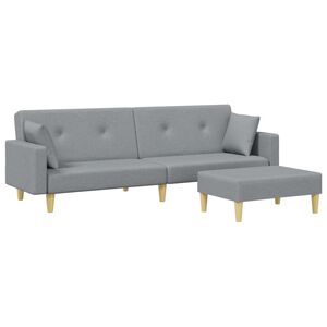 vidaXL Dvivietė sofa-lova su pakoja, &scaron;viesiai pilkos spalvos, audinys