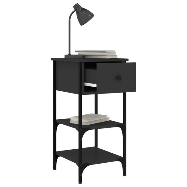 vidaXL Naktinė spintelė, juodos spalvos, 34x36x70cm, apdirbta mediena