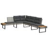vidaXL Sodo sofa su pagalvėlėmis, pilka, poliratanas/akacija, L formos