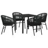 vidaXL Sodo valgomojo komplektas 5 pcs Juoda