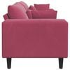 vidaXL Sofa su pagalve Vyno raudona 250 x 77 x 76 cm Aksomas