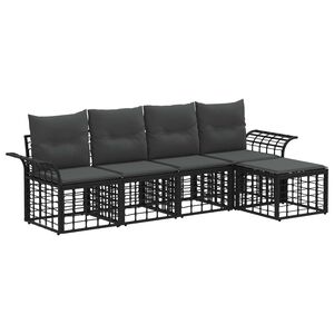 vidaXL Lauko sofos komplektas 5 pcs Juoda ir tamsiai pilka Poliesteris