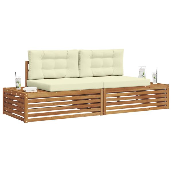 vidaXL Lauko sofos komplektas 2 Vienetas Natūralus ir grietinėlė