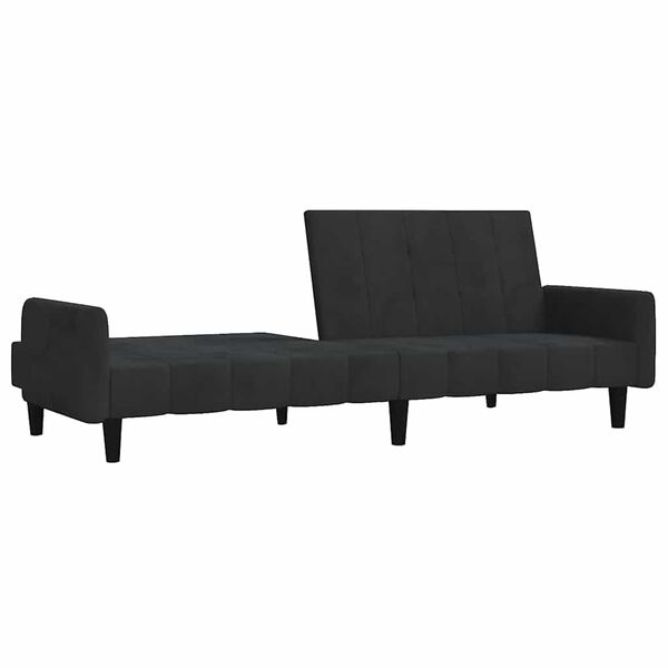 vidaXL Dvivietė sofa-lova, juodos spalvos, aksomas
