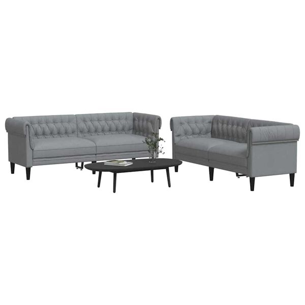 vidaXL Svetainės sofa 2 pcs &Scaron;viesiai pilka audinys