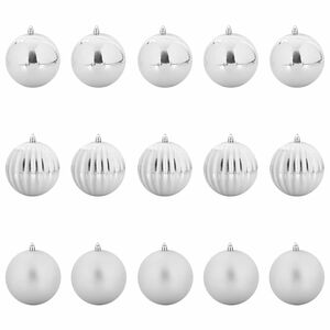 vidaXL Kalėdų Burbulų Rinkinys XL 15 vnt. Sidabrinė &Oslash; 10 cm Plastmasė
