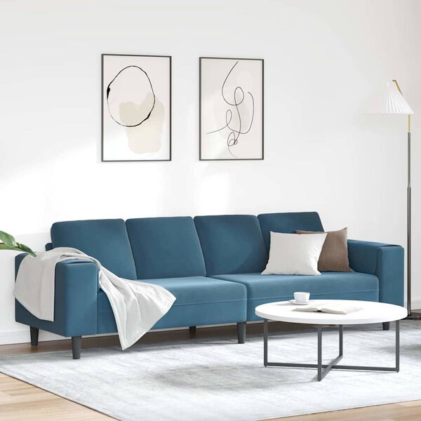 vidaXL Svetainės sofa Mėlyna 250 x 77 x 76 cm