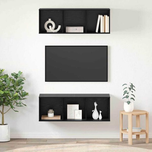 vidaXL TV spintelių komplektas 2 pcs Juodas ąžuolas 37 x 37 x 107 cm