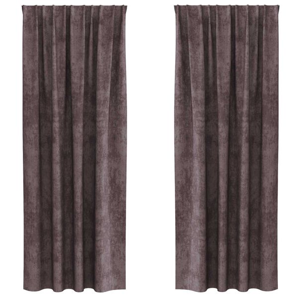 vidaXL Aksominio tipo užuolaidos 2 pcs Ruda 245 x 140 cm Aksomas