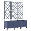 vidaXL Sodo vazonas su treliu ir ratais 3 vnt. Pilka 120 x 40 x 149 cm