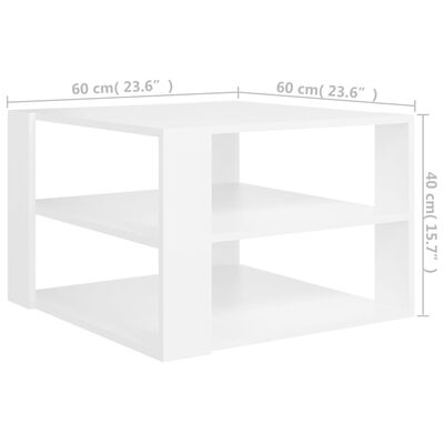 vidaXL Kavos staliukas, baltos spalvos, 60x60x40cm, MDP