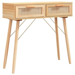 vidaXL Konsolinis staliukas, rudas, 80x30x75cm, pu&scaron;is ir ratanas