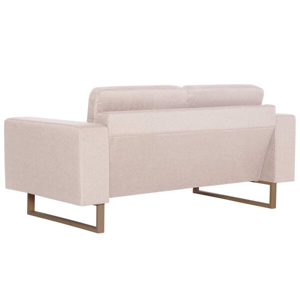 vidaXL Dvivietė sofa, kreminės spalvos, audinys