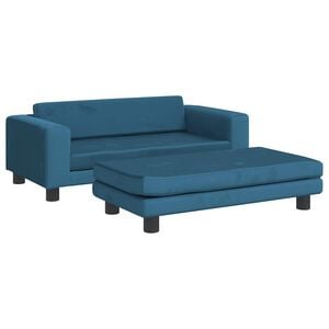 vidaXL Vaiki&scaron;ka sofa su pakoja, mėlyna, 100x50x30cm, aksomas