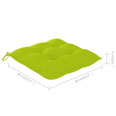 vidaXL Bistro komplektas su žaliomis pagalvėlėmis, 3 dalių, tikmedis