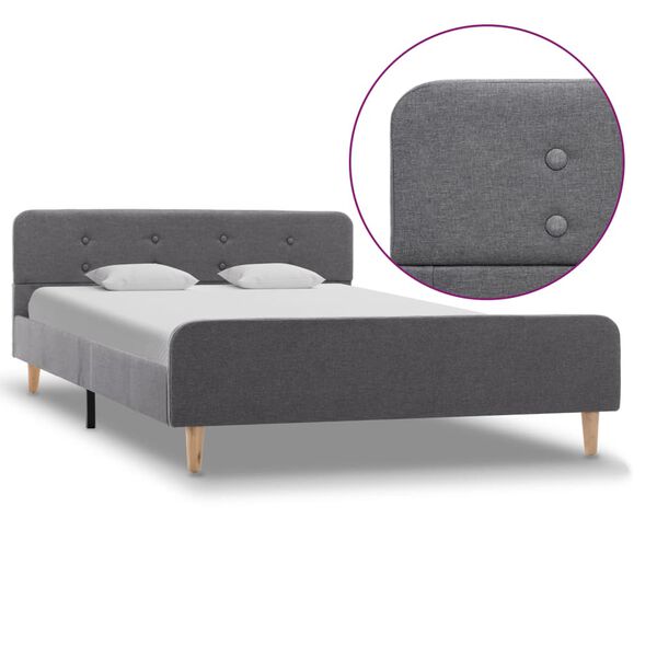 vidaXL Lovos rėmas, &scaron;viesiai pilkos spalvos, 120x200 cm, audinys