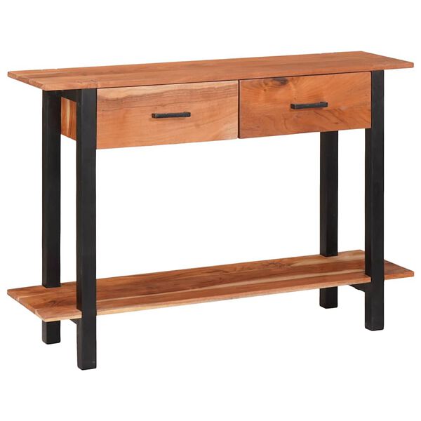 vidaXL Konsolinis stalas su stalčių Ruda ir juoda 110 x 30 x 75 cm