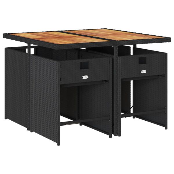 vidaXL Sodo komplektas su pagalvėlėmis, 5 dalių, juodas, poliratanas