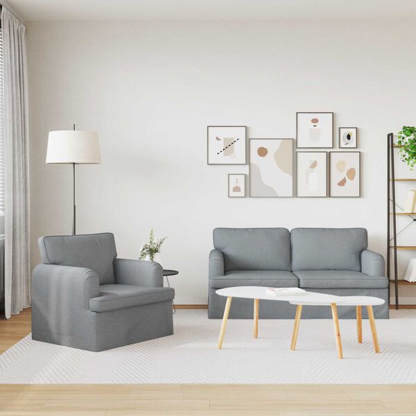 vidaXL Sofa 2 pcs &Scaron;viesiai pilka 162 x 80 x 85 cm audinys