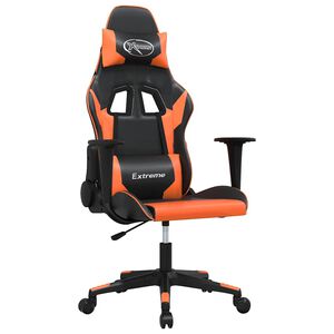 vidaXL Masažinė žaidimų kėdė, juoda ir oranžinė, dirbtinė oda