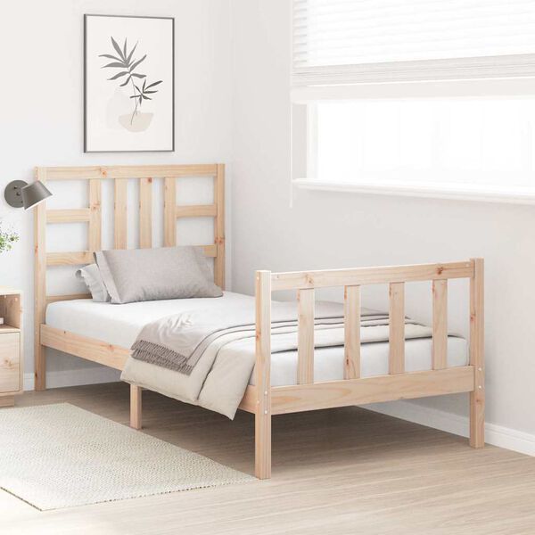 vidaXL Lovos rėmas be čiužinio, 90x200cm, pu&scaron;ies medienos masyvas