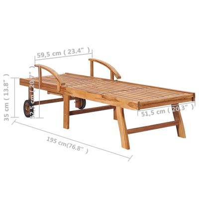 vidaXL Saulės gultai su staliuku, 2vnt., tikmedžio medienos masyvas