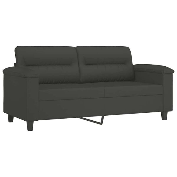 vidaXL Dvivietė sofa su pagalvėmis, tamsiai pilka, 140cm, audinys