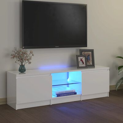 vidaXL TV spintelė su LED apšvietimu, balta, 120x30x35,5cm, blizgi