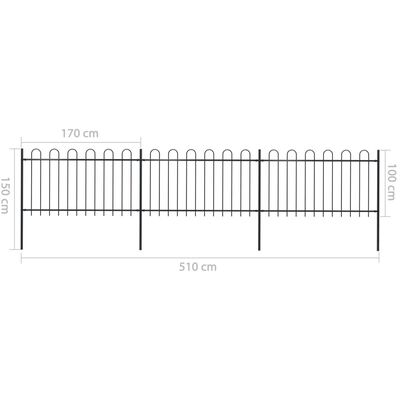vidaXL Sodo tvora su apvaliais viršugaliais, juoda, 5,1x1 m, plienas