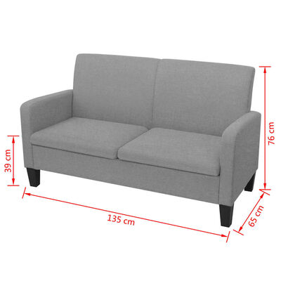 vidaXL Dvivietė sofa, 135x65x76, šviesiai pilka
