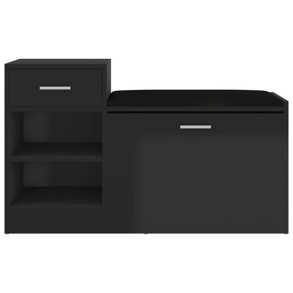 vidaXL Batų suoliukas, juodas, 94,5x31x57cm, apdirbta mediena, blizgus