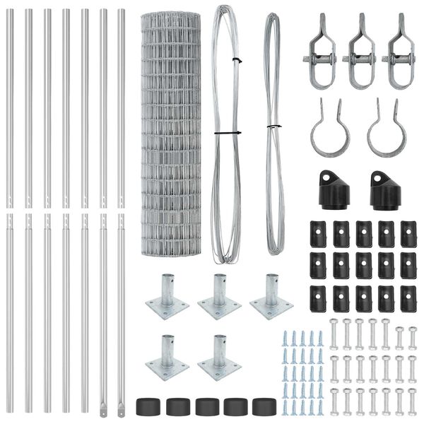 vidaXL Tvora su stulpais Sidabro 1,2 x 10 m Plienas