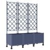 vidaXL Sodo vazonas su treliu ir ratais 3 vnt. Pilka 120 x 40 x 149 cm
