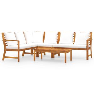 vidaXL Sodo komplektas su kreminėmis pagalvėmis, 5 dalių, akacija