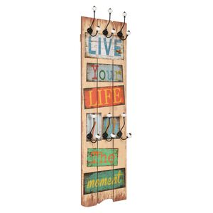 vidaXL Paltų kabykla LE LIFE, mont. prie sienos, 6 kabl., 120x40cm