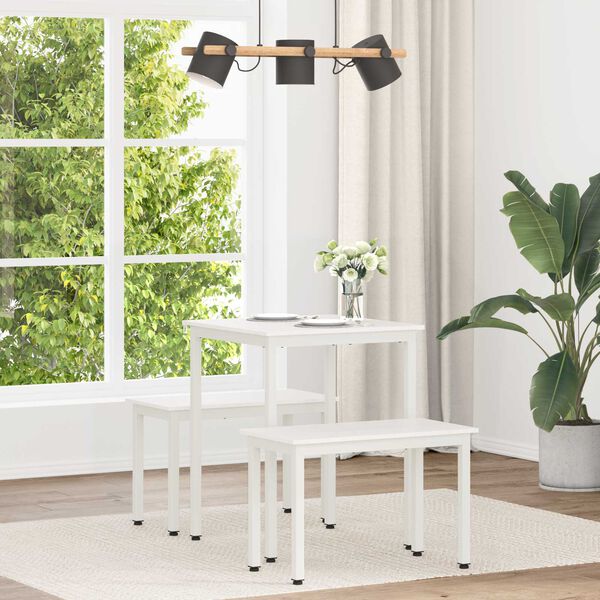 vidaXL Valgomojo stalas Balta 60 x 60 x 75 cm Kietos pu&scaron;ies mediena