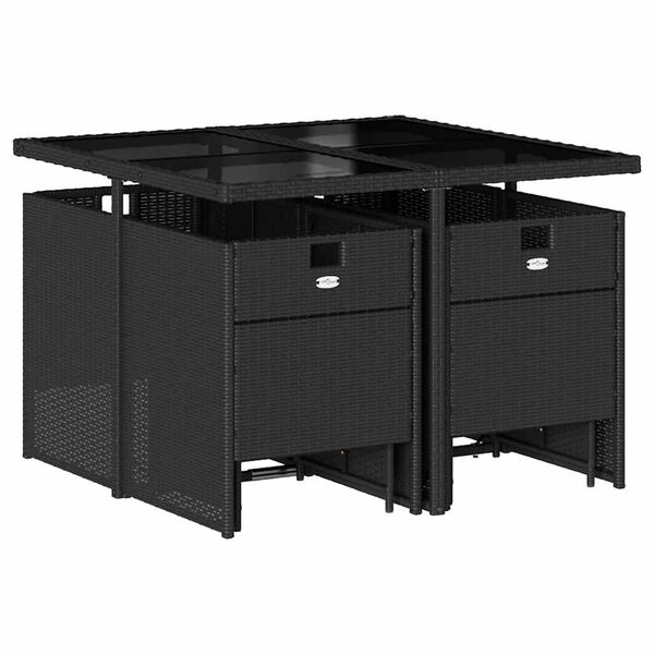 vidaXL Sodo komplektas su pagalvėlėmis, 9 dalių, juodas, poliratanas