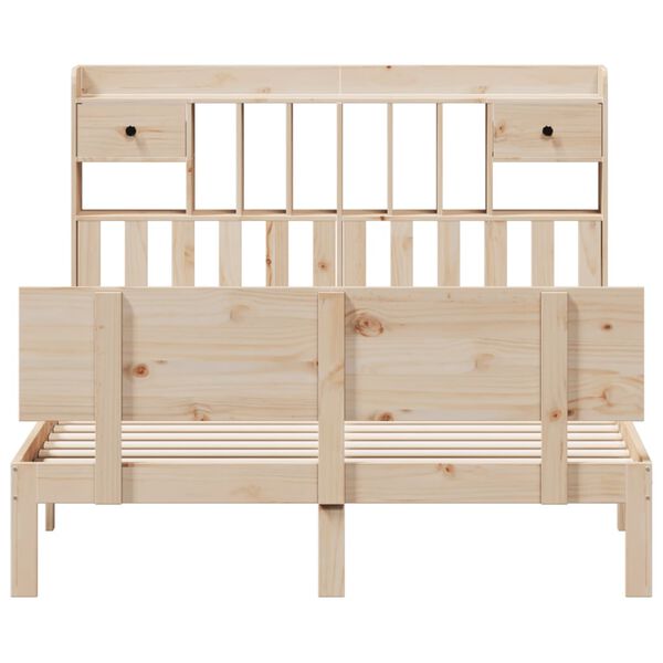 vidaXL Lova su knygų spinta be čiužinio, 150x200cm, pušies masyvas