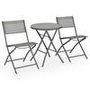 vidaXL Sulankst. bistro baldų kompl., 3d., pilk., plienas ir tekstil.
