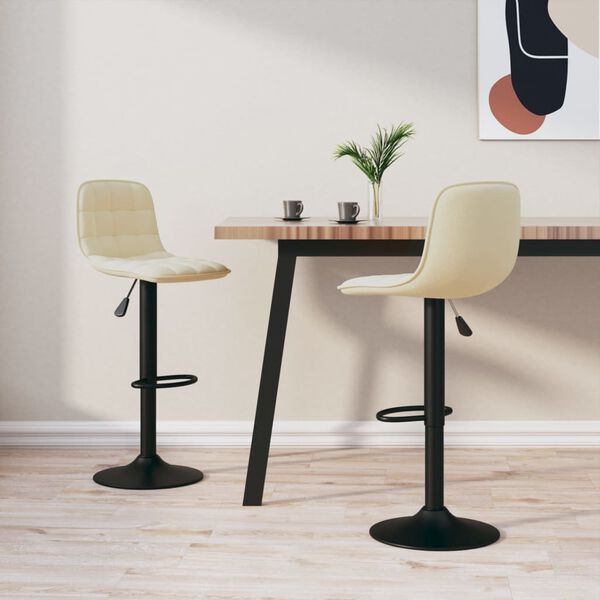 vidaXL Baro taburetės, 2vnt., kreminės spalvos, aksomas