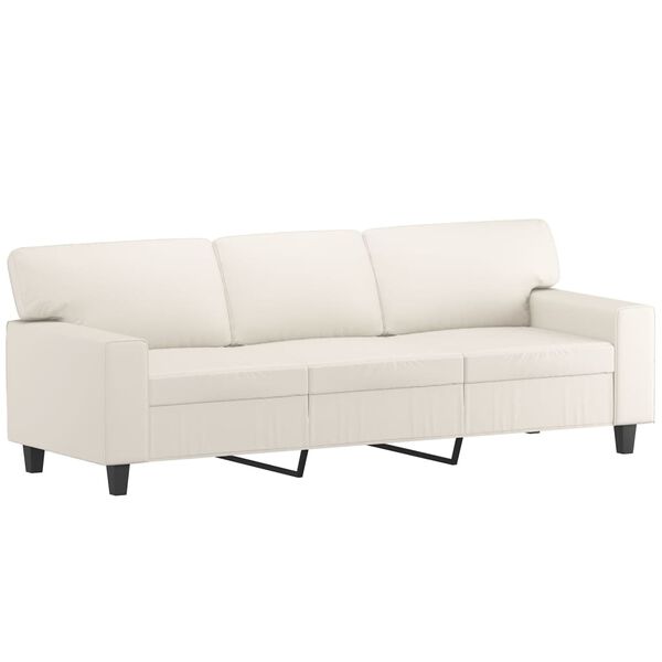 vidaXL Trivietė sofa, kreminės spalvos, 180cm, dirbtinė oda