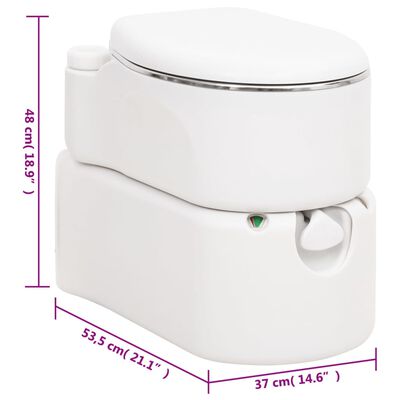 vidaXL Integruotas stovyklavimo tualetas, baltas, 24+17l, HDPE/plienas