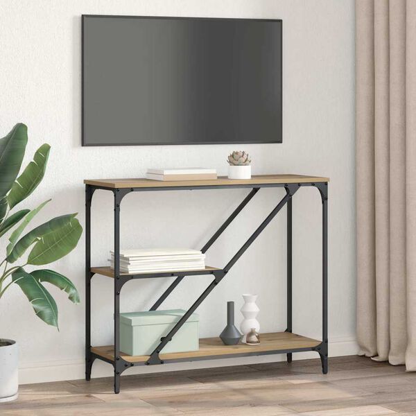 vidaXL Konsolinis stalas Amatininkų ąžuolas 88,5 x 30 x 75 cm