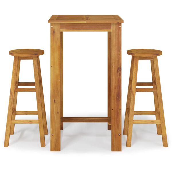 vidaXL Sodo baro baldų komplektas, 3 dalių, akacijos medienos masyvas