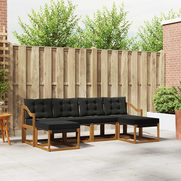 vidaXL Lauko sofos komplektas su pagalve 6 pcs Natūrali ir juoda